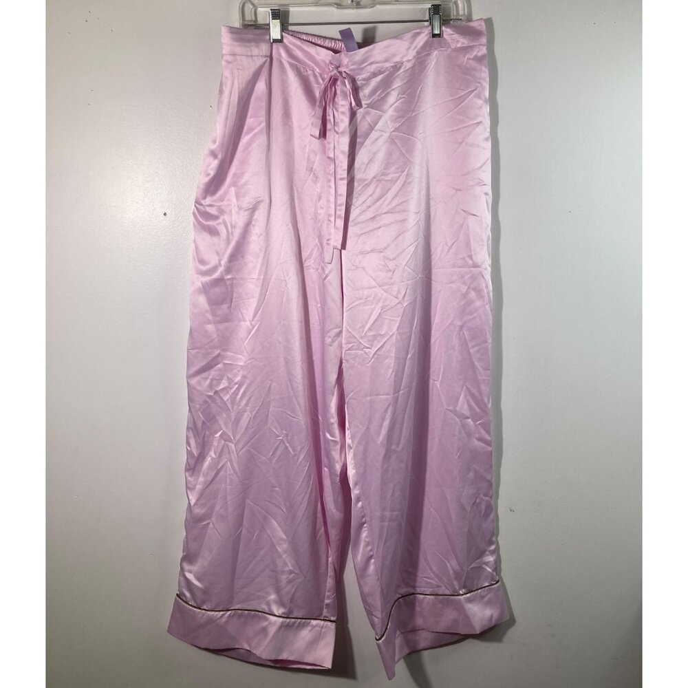 Womens Savage Fenty Satin Button Pajama Bottoms Pink Black 2X NWT Polyester